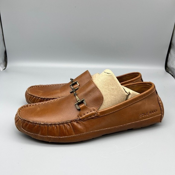 Cole Haan Wyatt Bit Driver Loafer Leather Slip On Dress Shoes 10.5M Brown Buckle